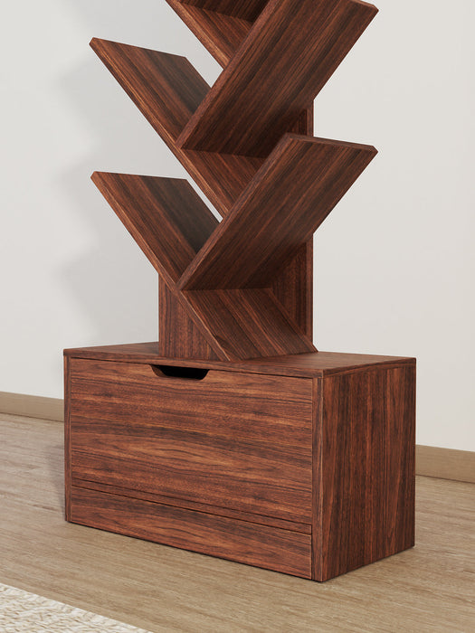 Vertical Tree Shaped Bookcase with Storage Cabinet