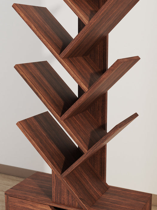 Vertical Tree Shaped Bookcase with Storage Cabinet