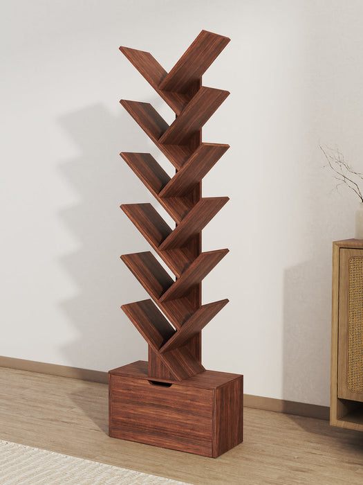 Vertical Tree Shaped Bookcase with Storage Cabinet