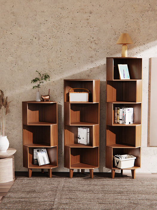 Mid-Century Modern Industrial Corner Bookcase for Small Spaces