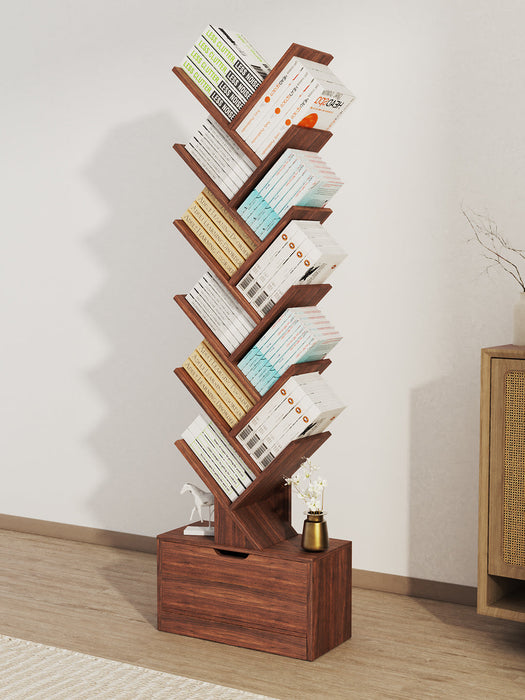 Vertical Tree Shaped Bookcase with Storage Cabinet