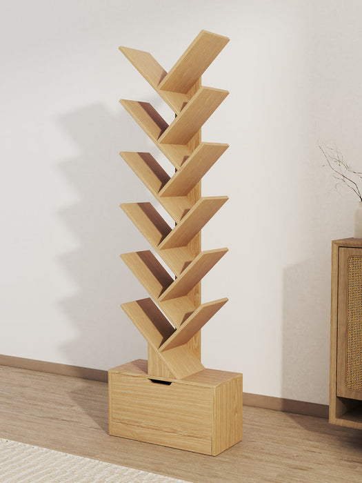 Vertical Tree Shaped Bookcase with Storage Cabinet