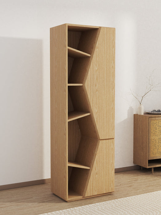 Wood Modern Geometric Bookcase Multi-Layer Storage Rack