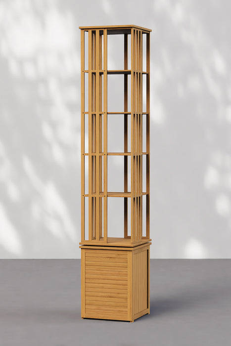 Floor-standing 360° Rotating Bookshelf with Storage Cabinets