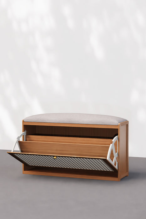 Entryway Flip Drawer Shoe Bench with Padded Seat