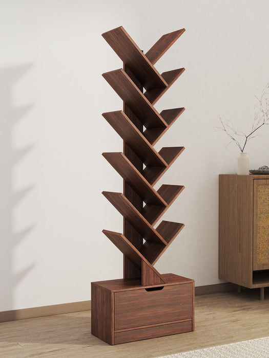 Vertical Tree Shaped Bookcase with Storage Cabinet