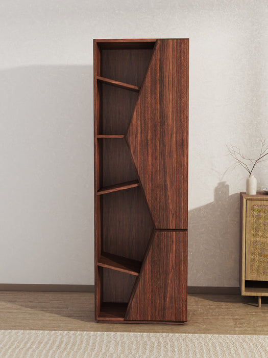 Wood Modern Geometric Bookcase Multi-Layer Storage Rack