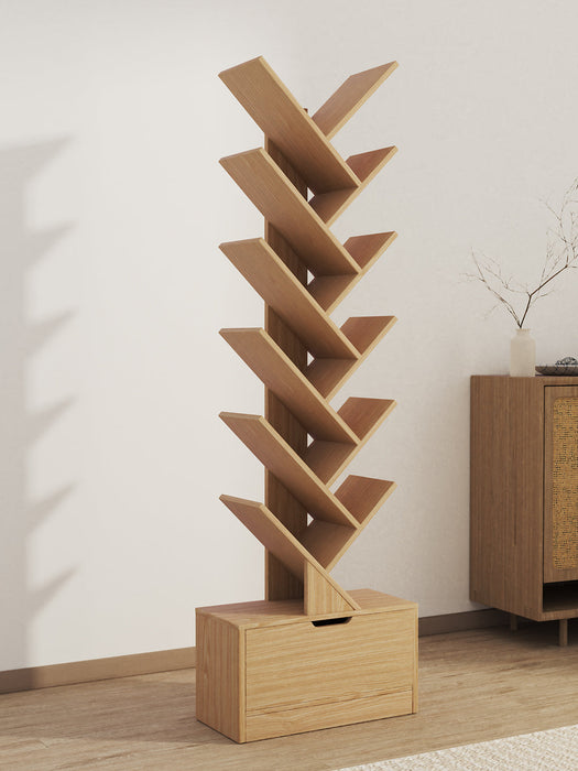 Vertical Tree Shaped Bookcase with Storage Cabinet