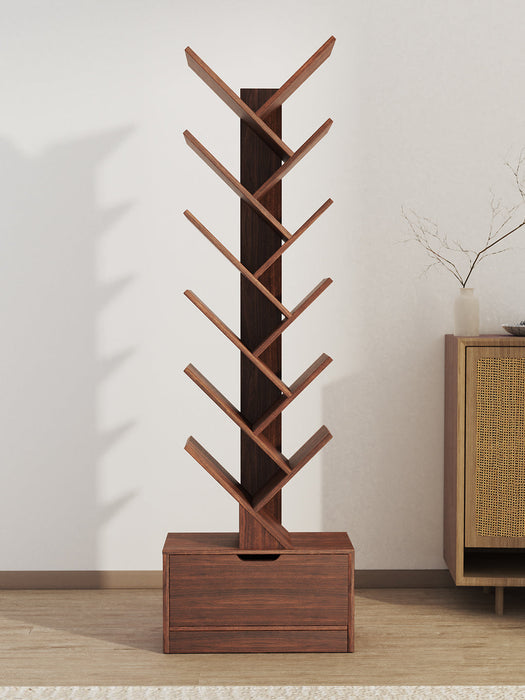 Vertical Tree Shaped Bookcase with Storage Cabinet